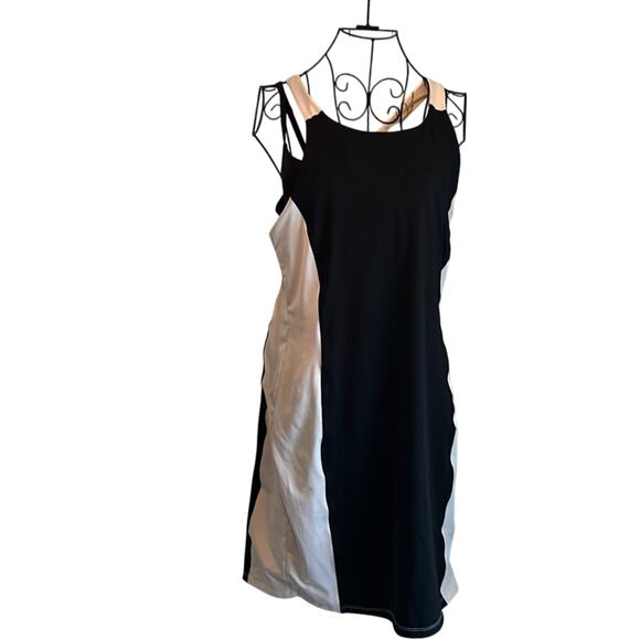 Athleta Black Color Block Cap Sleeve Bodycon Active Dress M - Picture 1 of 5